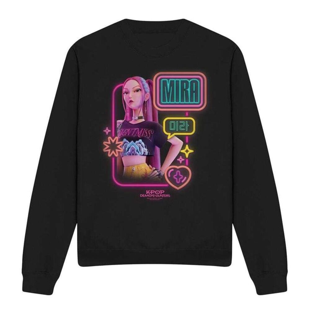 K-Pop Demon Hunters Unisex Adult Mira Glowing Lights Sweatshirt / Black